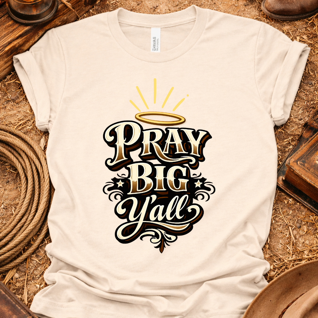 Pray Big Y’all Western Faith Tee | Halo Graphic Shirt