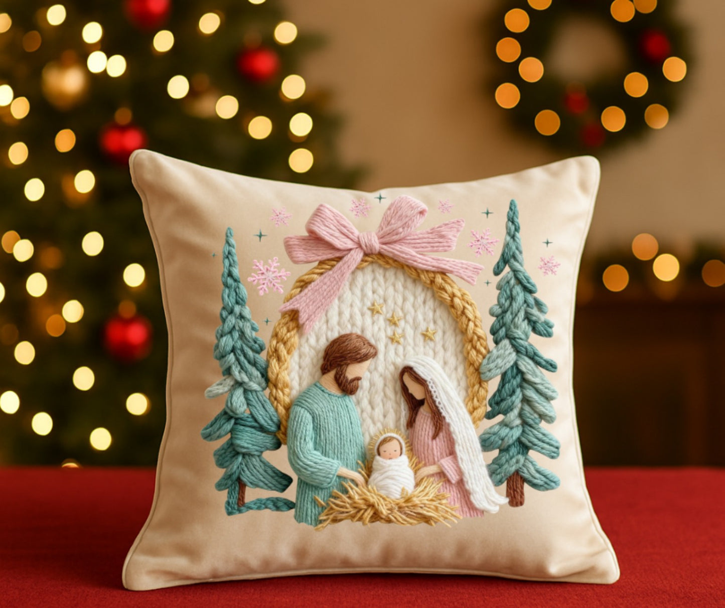 Nativity Christmas Throw Pillow – Cozy Faith-Inspired Holiday Decor