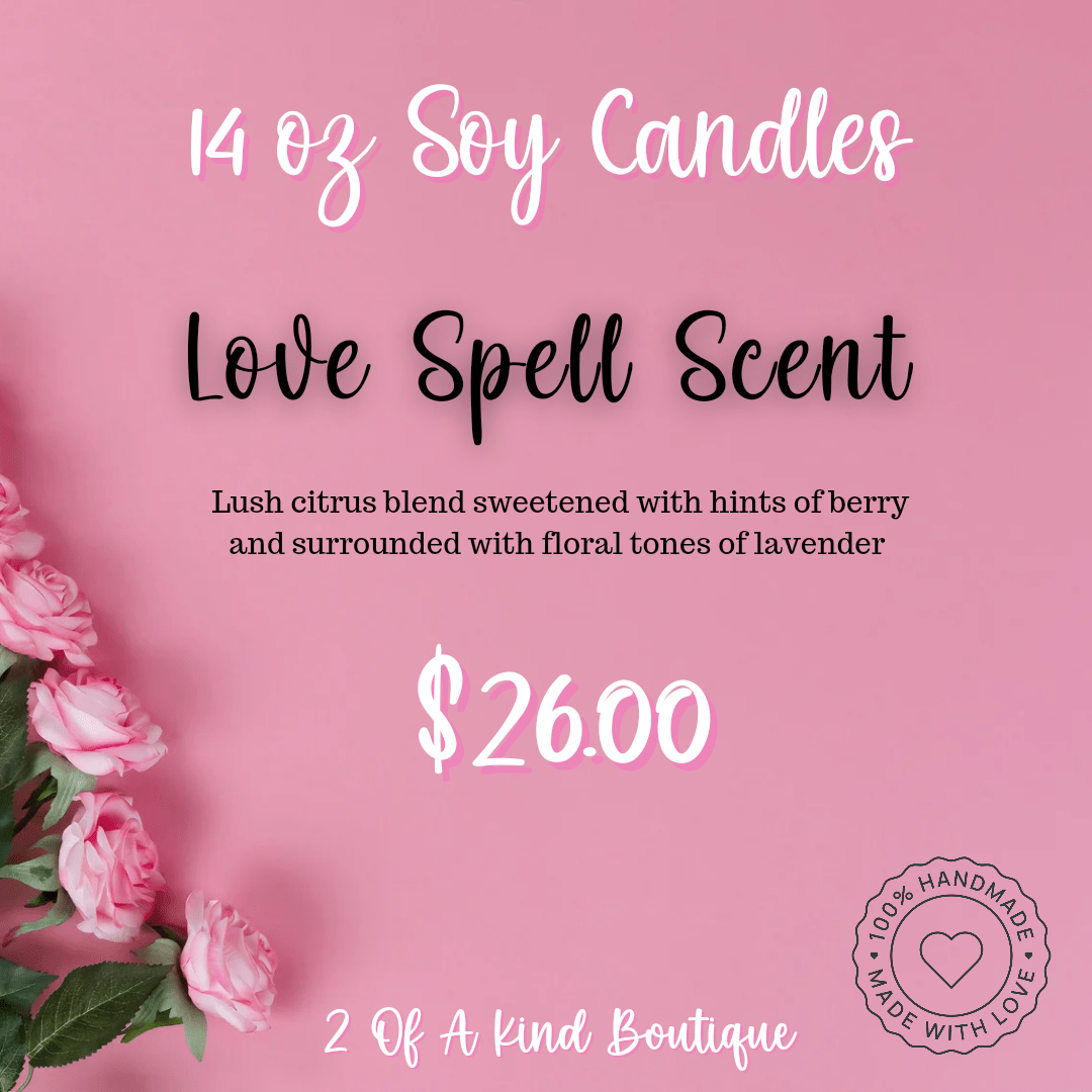 Love Spell Rose Soy Candles -16oz