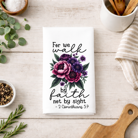 Bible Verse Kitchen Tea Towel | Floral Farmhouse Towel | Faith Home Decor