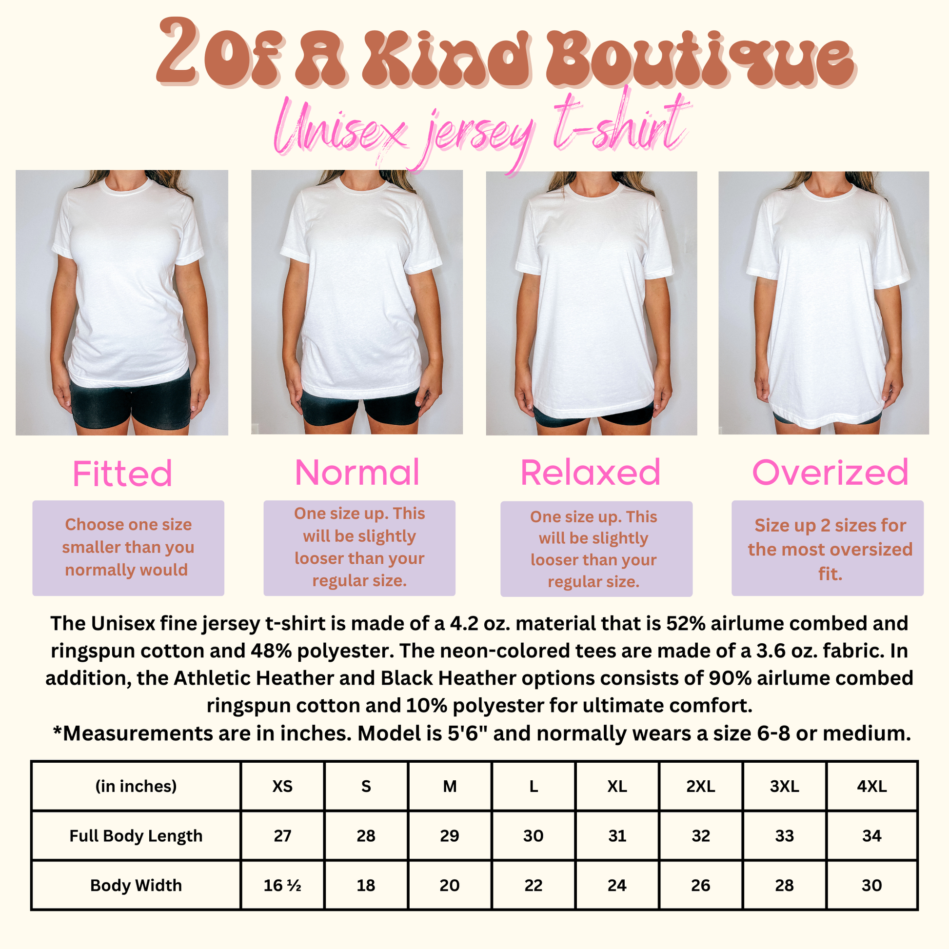 Adult Unisex Size Chart