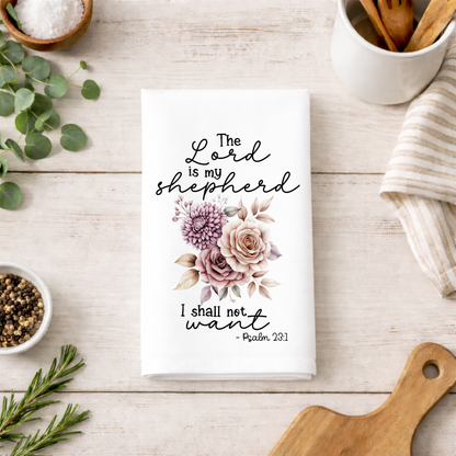 Bible Verse Kitchen Tea Towel | Floral Farmhouse Towel | Faith Home Decor