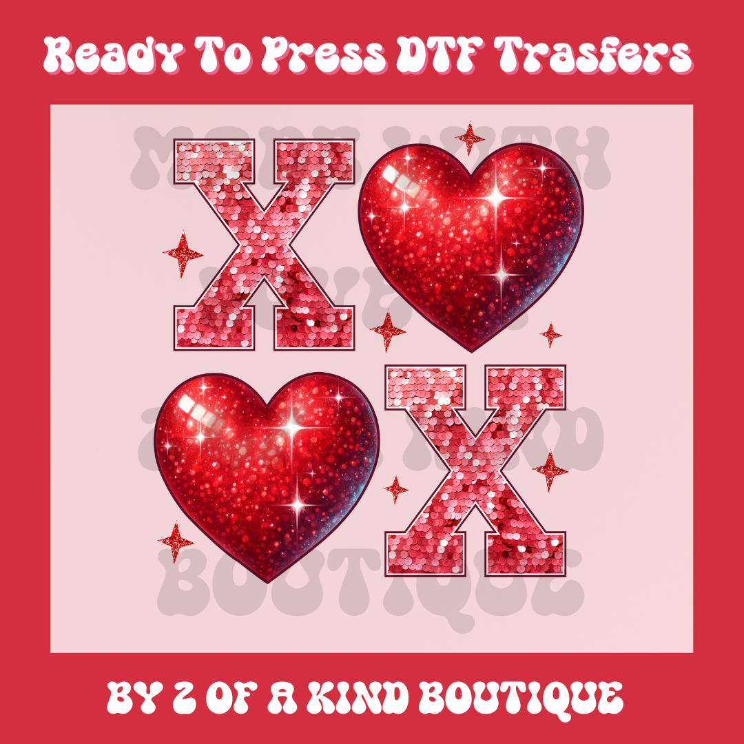 X's and Hearts Valentines Ready to Press DTF Transfer